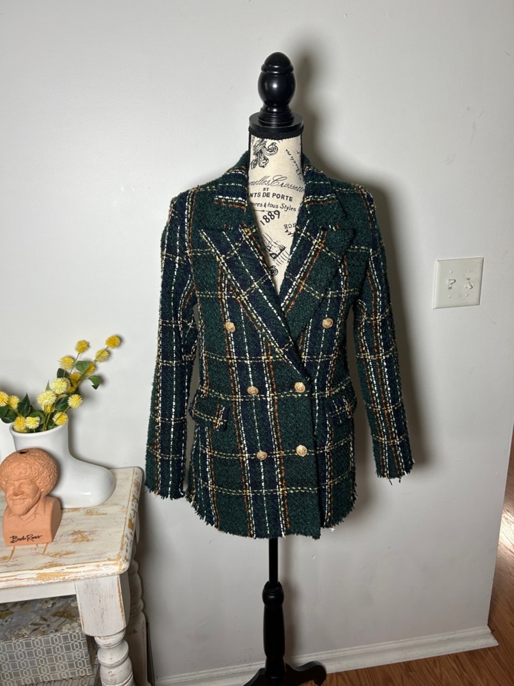 Blank NYC Plaid Tweed Jacket Women’s size L